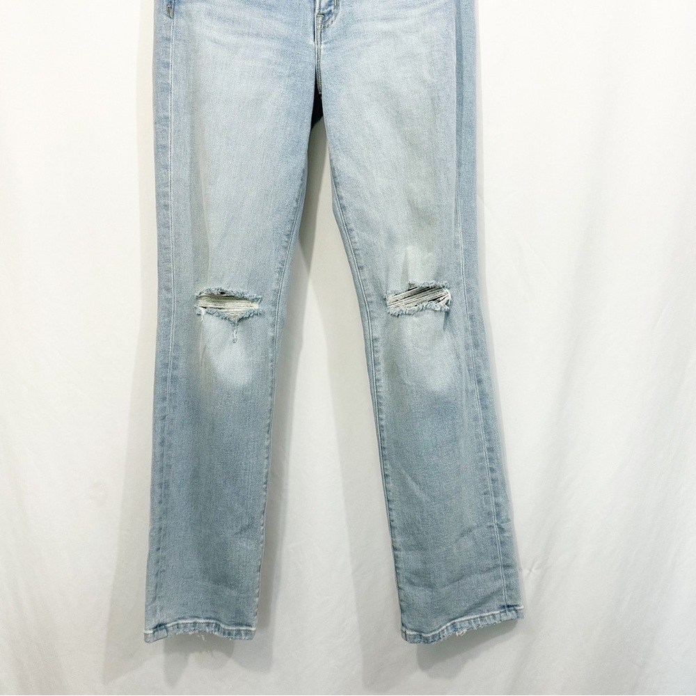 AYR Straight Leg Jeans in Light Blue with Knee Rips - Picture 3 of 10